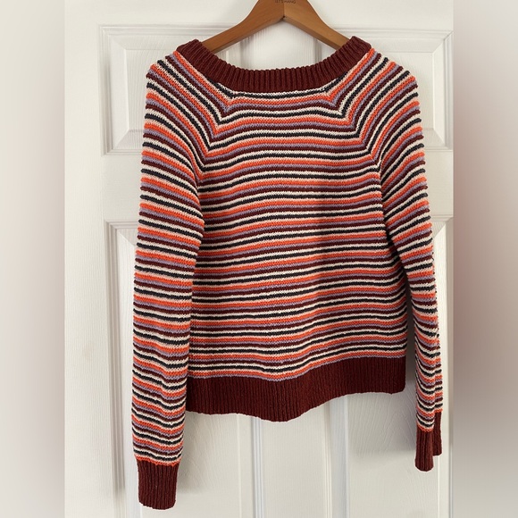Madewell Arden V-Neck Crop Pullover Sweater in Stripe Size XS - Picture 4 of 5